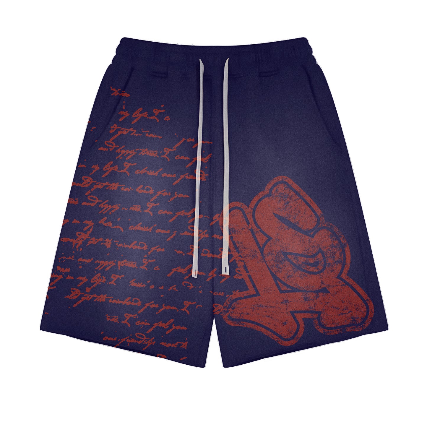 Navy Calligraphy Shorts