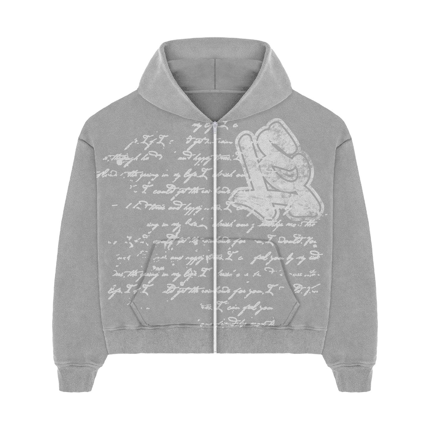 Grey Calligraphy Zip-up